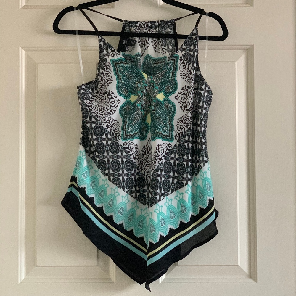 Blue detailed flowy tank
